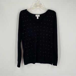 Jaclyn Smith Collection Women’s Round Neck Black Rhinestone Sweater size S